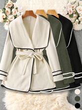 S 41860 Elegant Plaid Trench Coat ���|�����L�� �羳�W��