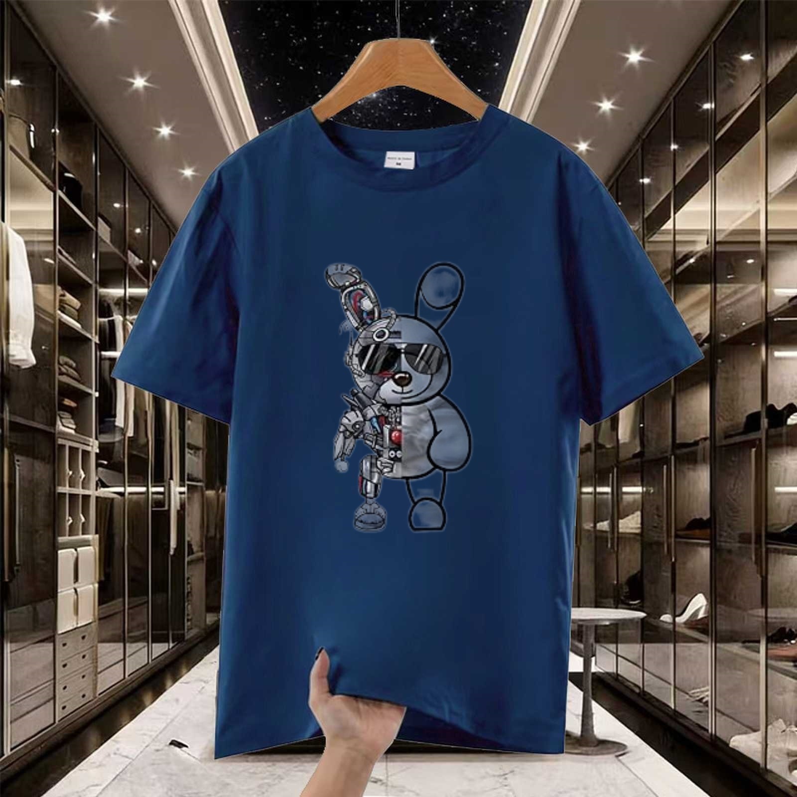 Tide Brand Mechanical Rabbit Printed Short-sleeved T-shirt, European And American Loose Large-size T-shirt Top_viptrois.com