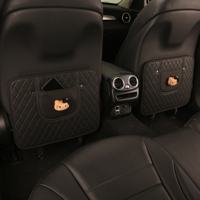 Casual Ladies Cute Cartoon Chair Back Anti-Kick Pad Car Seat Back Anti-Fouling Pad Seat Back Pocket Hanging Type