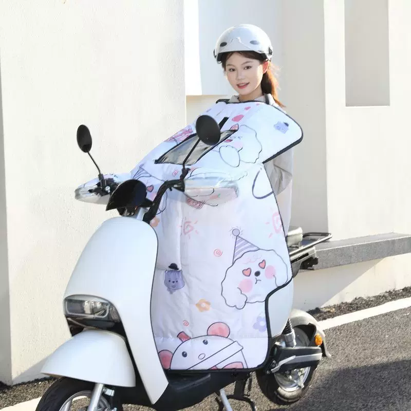 电动车亲子儿童挡风被冬季新款加厚加绒防风保暖防水可定制挡风罩