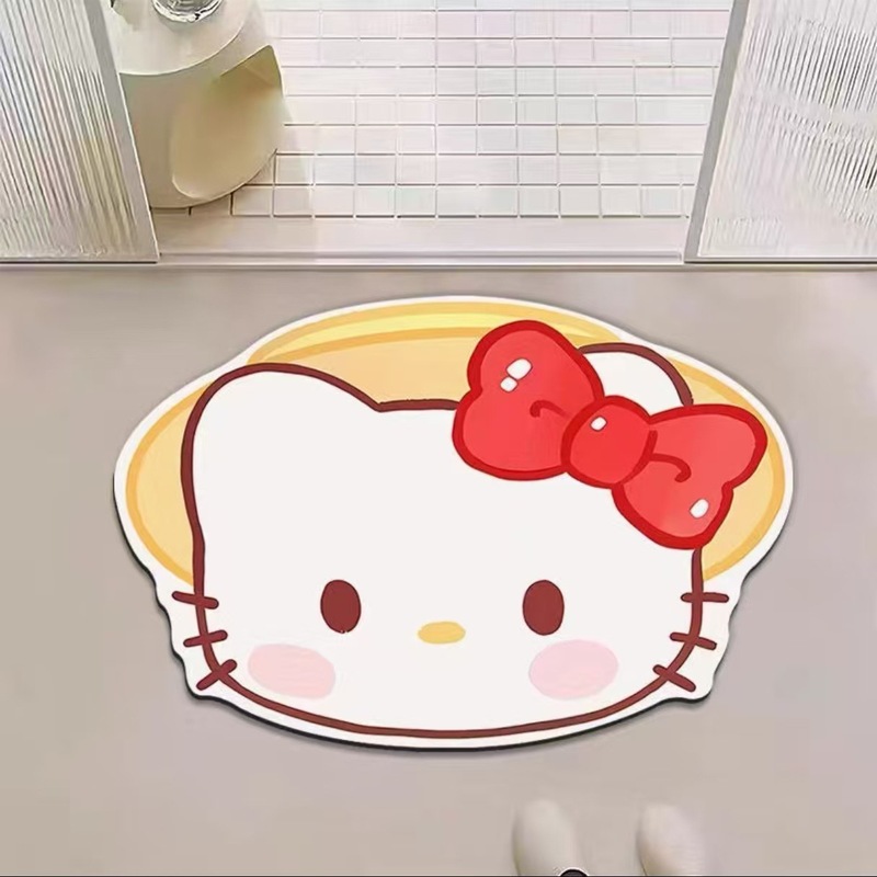 可爱复古kitty硅藻泥地垫浴室洗漱间吸水防滑地垫入户玄关装饰垫|undefined