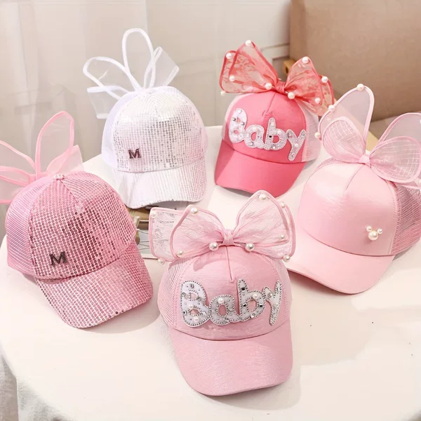 Hat Baby Baseball Cap Breathable Mesh Sun Hat Sun Protection Bowknot Peaked Cap Summer Sun Protection Sun Hat
