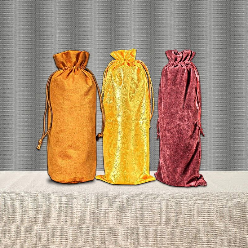 15*37束口抽绳酒瓶袋礼品红酒香槟防尘收纳袋手提麻布酒瓶套