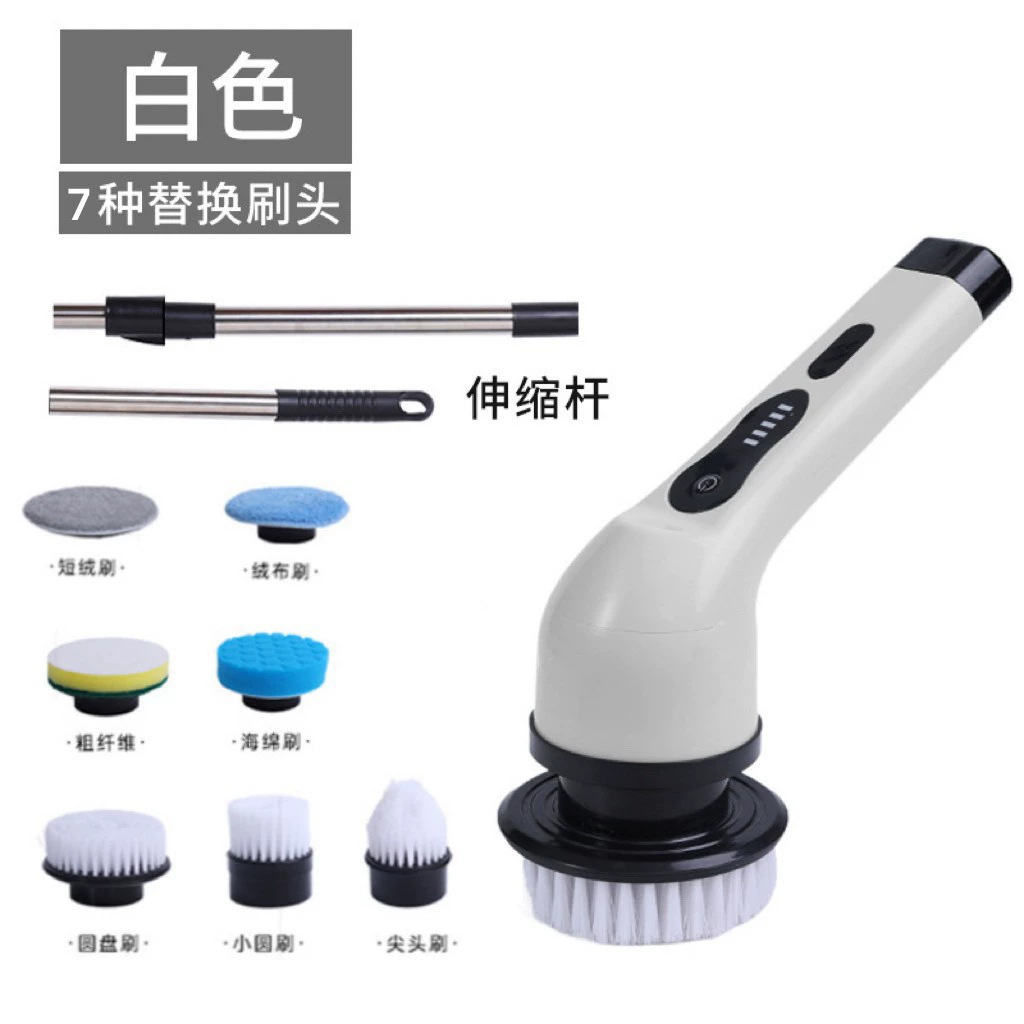 Cepillo de limpieza eléctrico inalámbrico siete en uno de mango largo retráctil trapeador eléctrico eléctrico Spin Scrubber