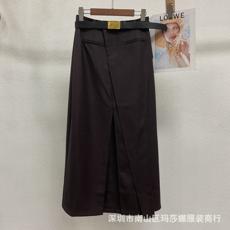 半身裙秋冬显瘦设计感a字裙25新款包臀裙气质开叉中长款百搭女裙|undefined