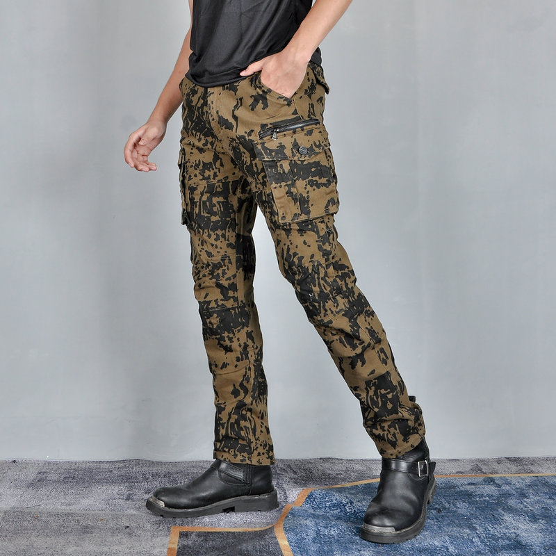 VOLERO jeans de motocicleta para hombres bolsas de herramientas pantalones de camuflaje transpirables pantalones de motocicleta protectores de silicona