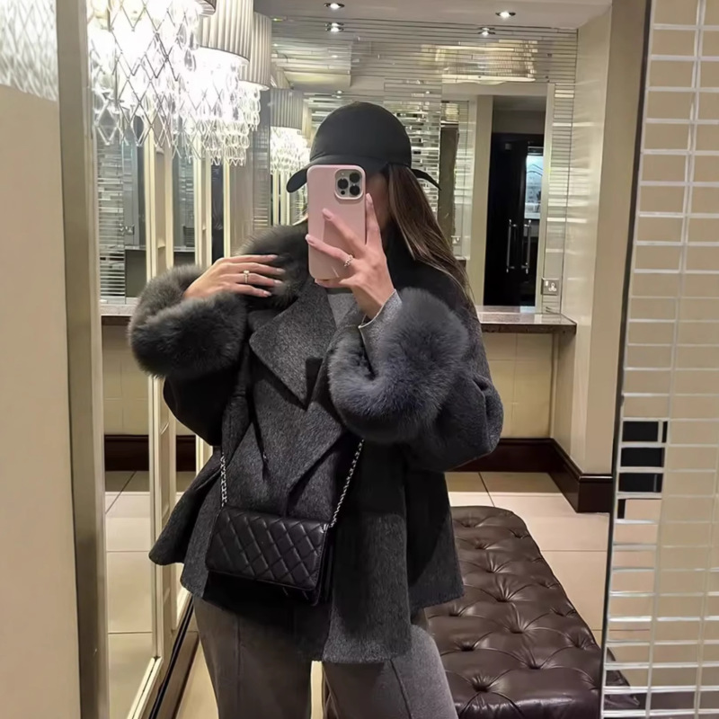 跨境欧美女装速卖通INS爆款秋冬时髦呢子百搭外套|undefined