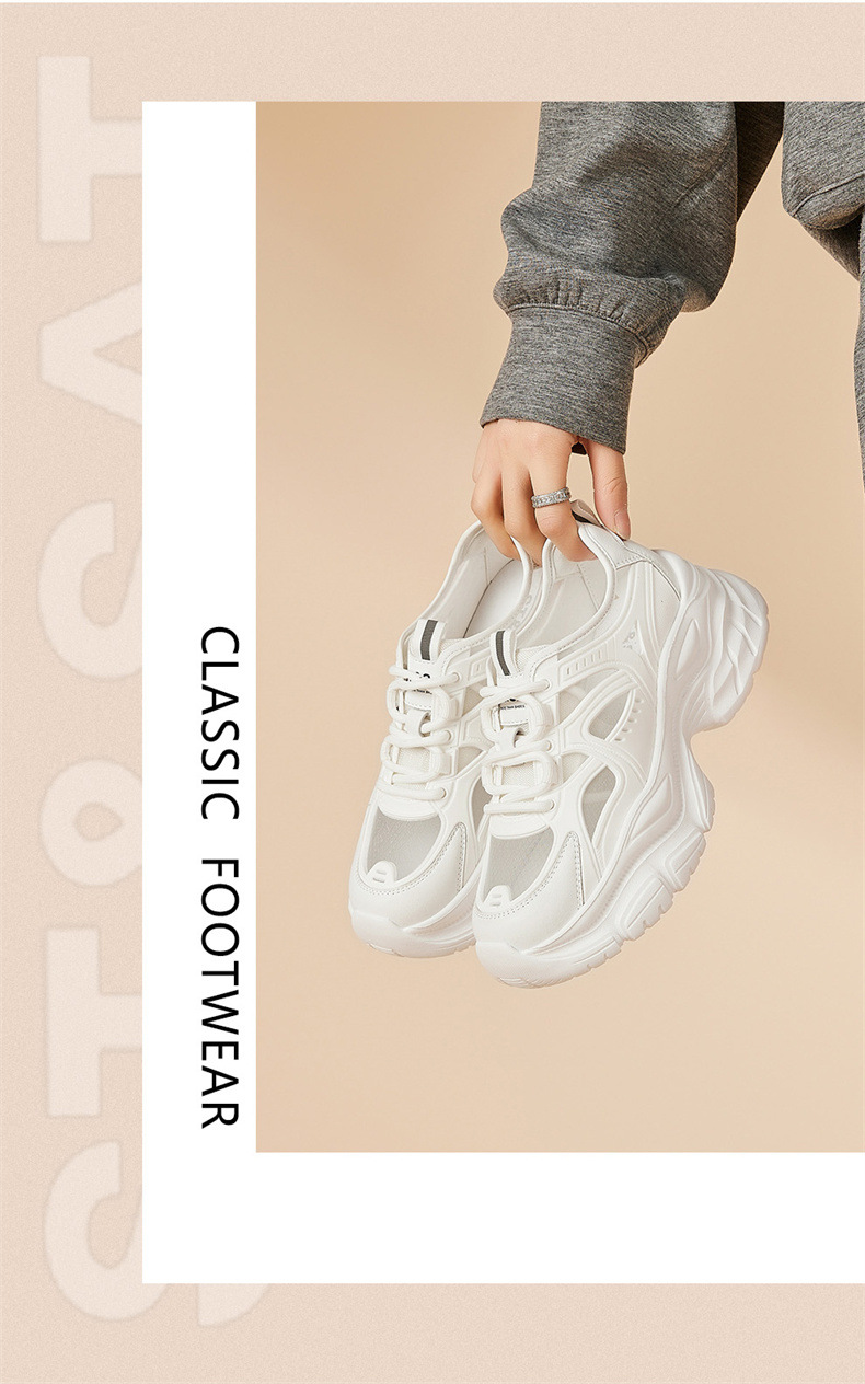 Giày sneaker nữ chunky đế dày lưới thoáng khí họa tiết rỗng mùa hè 2025 — SSD1112E4Q màu trắng nhạt, SSD1112E4Q màu hồng chi tiết 14