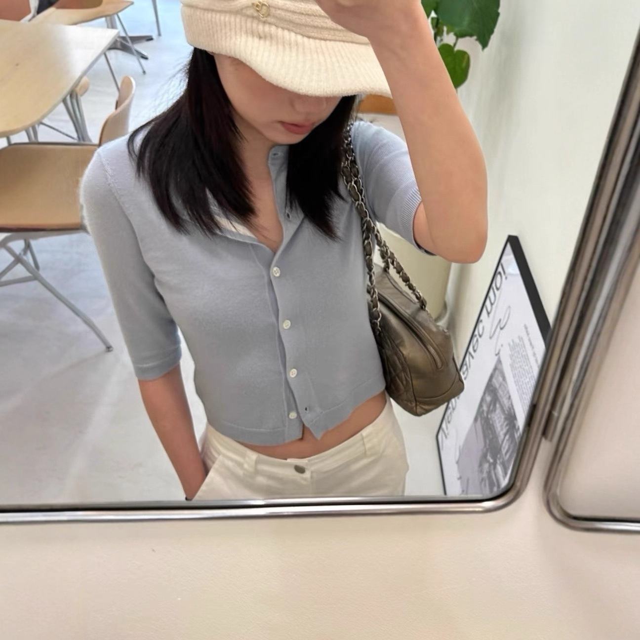 New Stackable Slim-Fit Slimming All-Match Mix Solid Color Pure Wool Mid-Sleeve Cardigan Women's 5109 Sweater