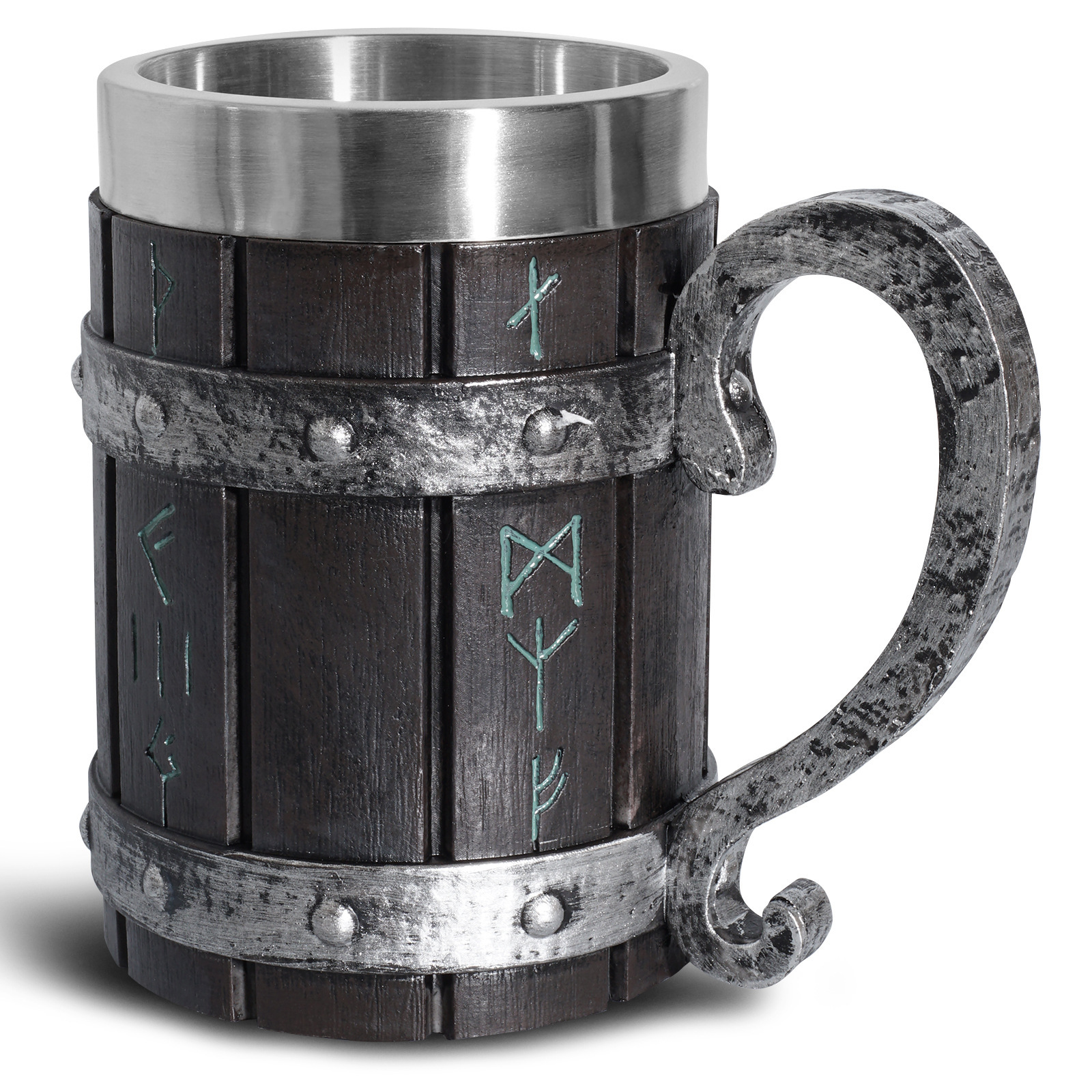 Viking Vintage Eichenfass-Bierkrug mit Edelstahl-Innenfutter, Kaffeetasse, Teebecher, Becher mit großem Fassungsvermögen, Pub-Bar-Party-Geschenk_voghion.com