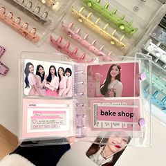 A 7ダブルボタン透明PVCソフトシェルカラークリップルーズリーフ