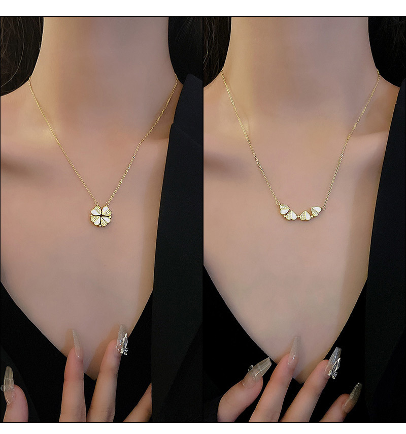 Fashion Flower Titanium Steel Plating Zircon Pendant Necklace 1 Piece