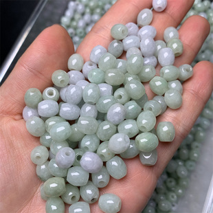 Myanmar jadeite A goods large hole long bead DIY pendant lanyard string jade bead accessories jade loose bead factory wholesale