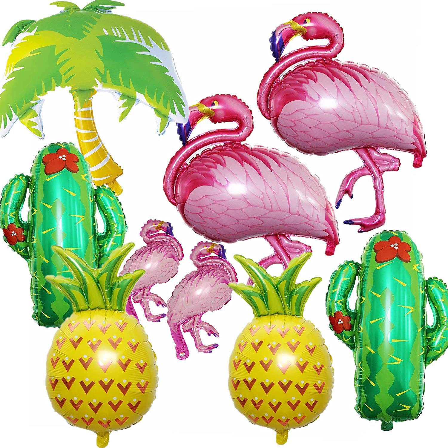 火烈鸟菠萝仙人掌椰子树叶铝膜气球组合夏威夷沙滩主题派对气球