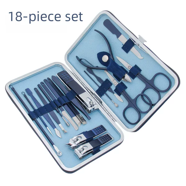 Blue 18-piece set of dead skin pliers nail clipper set beauty nail clipper pedicure nail clipper nail clipper tool LOGO