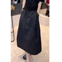 2025夏季新款宽松显瘦中长裙女薄款大码女装休闲时尚百搭高腰裙子