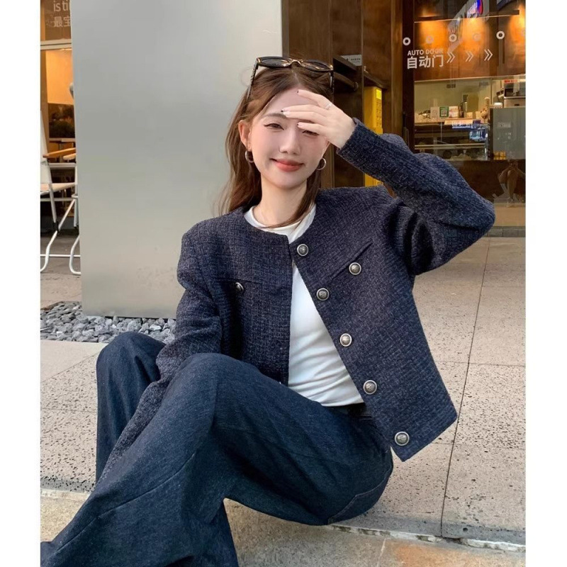 Tweed Style Short Outwear for Women in Autumn and Winter New Style Retro Ladylike Elegant High-End Slim Long-Sleeved Jacket Trendy Top
