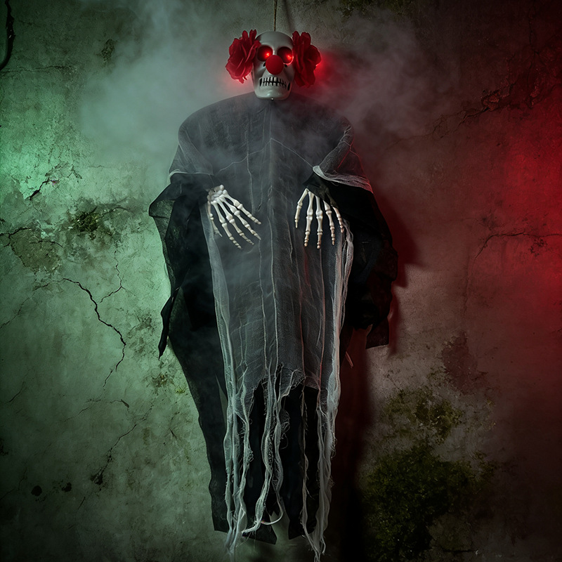 Nuevo Halloween brillante flor roja clown colgar fantasmas accesorios de terror al aire libre colgar decoraciones de la habitación embrujada