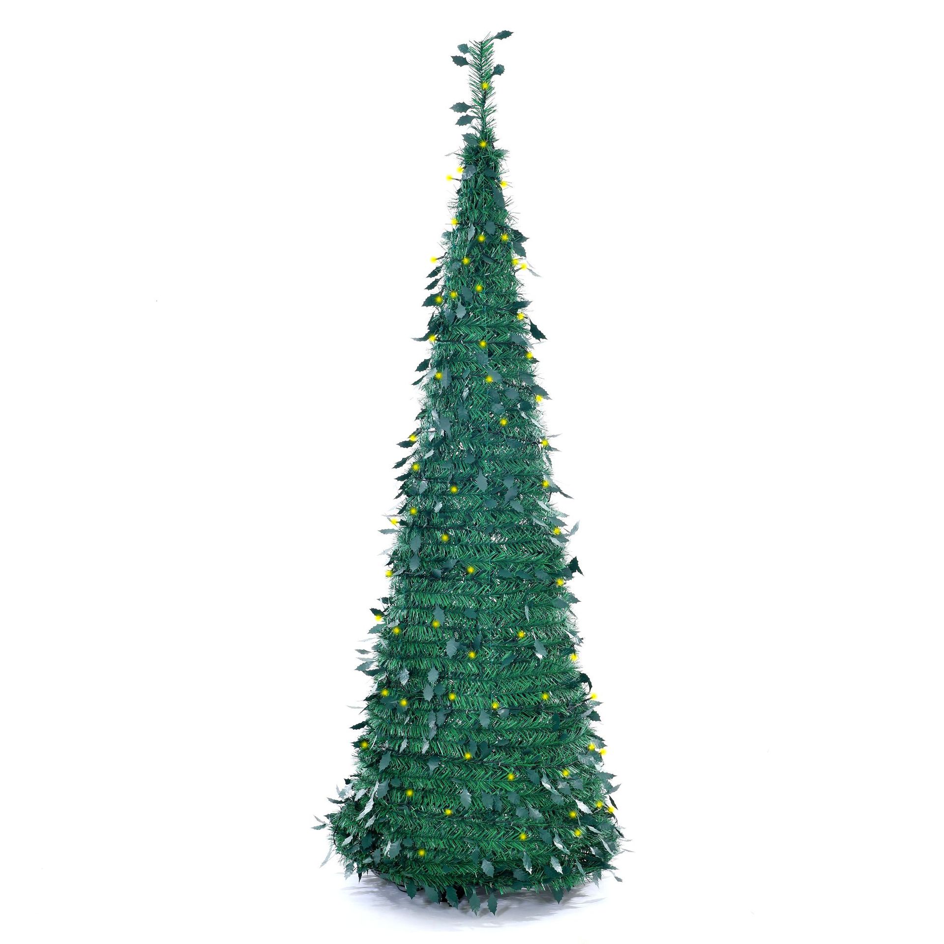 Árbol de Navidad plegable tipo pagoda de 1.8 m con luces LED de Amazon, árbol de Navidad emergente con luces.