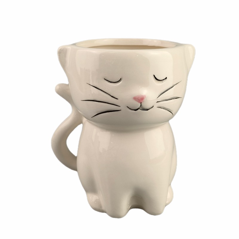 Taza de cerámica de gato lindo y genial Taza de gato japonesa Taza de agua en forma de gato Taza de gato genial de dibujos animados súper linda creativa