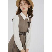 学院风两件套女秋季新款设计感小众别致衬衫配条纹背带裙时尚套装