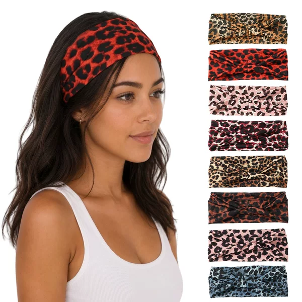 Retro Leopard Print Twist Wide-Brimmed Headband Ins Internet Celebrity Printed Headband Women's Sports Yoga Non-Slip Hair Accessory