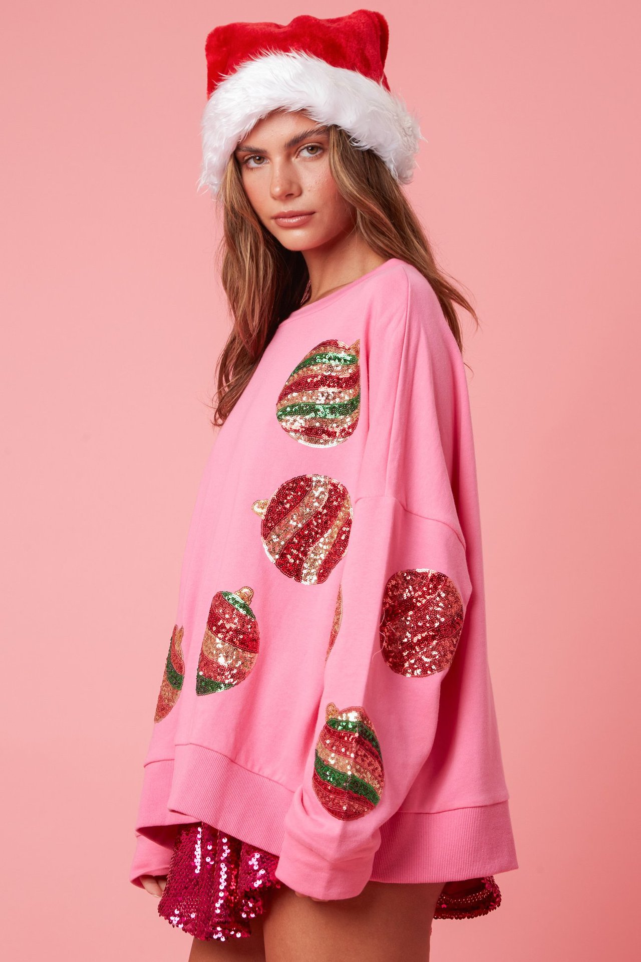 Christmas Festival Balloon Pattern Spring, Autumn Season Hoodies & Sweatshirts Long Sleeve Sequins Simple Style Balloon