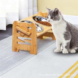 木质宠物喂食器猫咪狗狗宠物碗架用于水食猫猫小型犬喂食碗架
