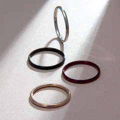 INS Fashion Jewelry 2mm Wide Lady Titanium Steel Finger Ring Ring Tail Ring Korean Style Couple's Ring Wholesale