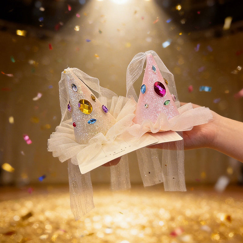Diamond Birthday Hat Hairpin Cute Princess Party Party Photo Props Baby Hairband Girls Headwear Cross-Border