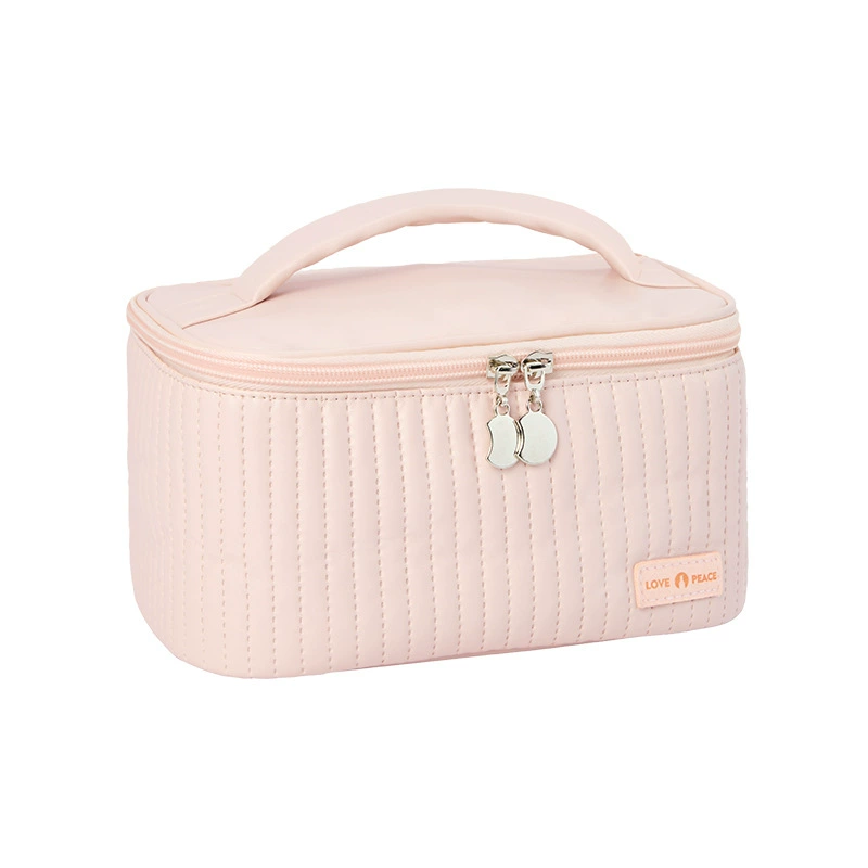 Polyurethane handheld cosmetic bag, capacious organizer bag, high-quality style