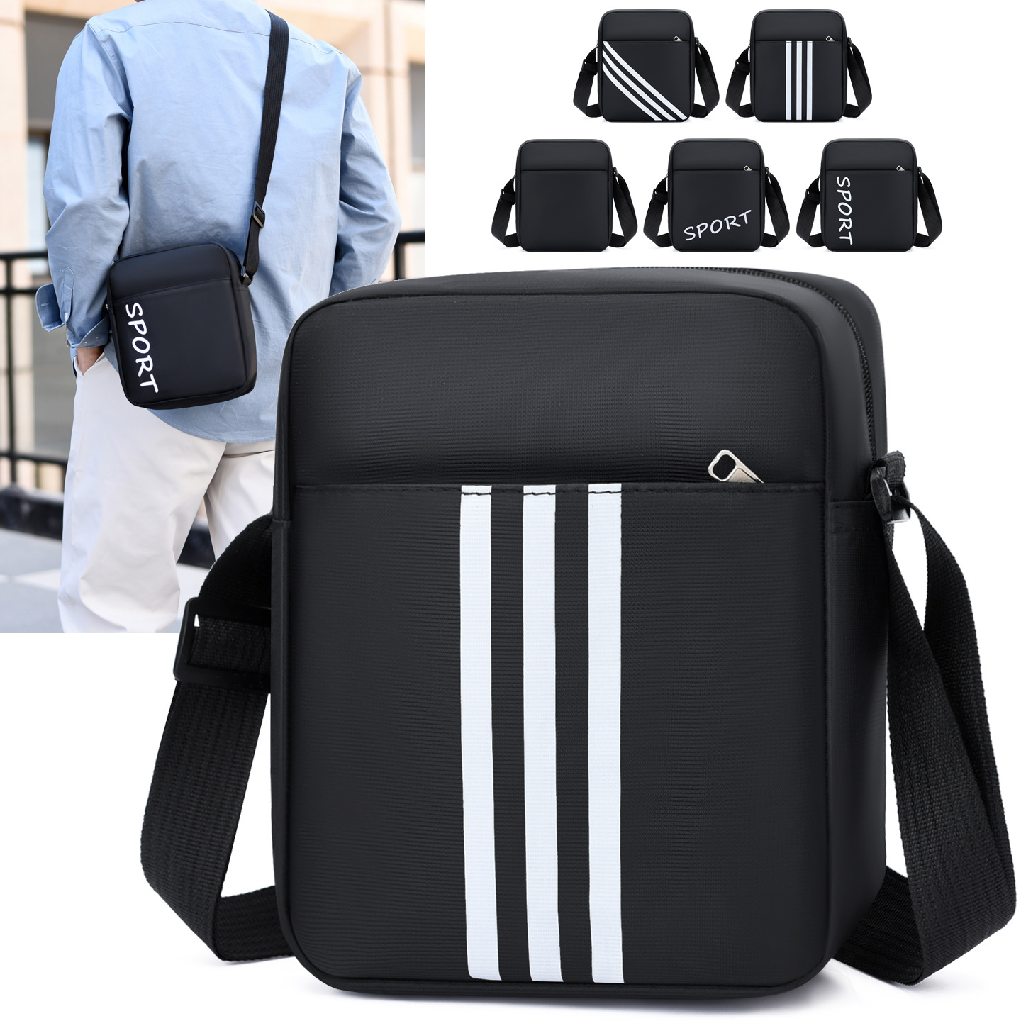 Single-Shoulder Crossbody Bag for Men, Business Bag, Wallet, Waterproof Oxford Cloth Bag, Multi-Pocket Phone Bag, Cashier Bag, Men's Bag