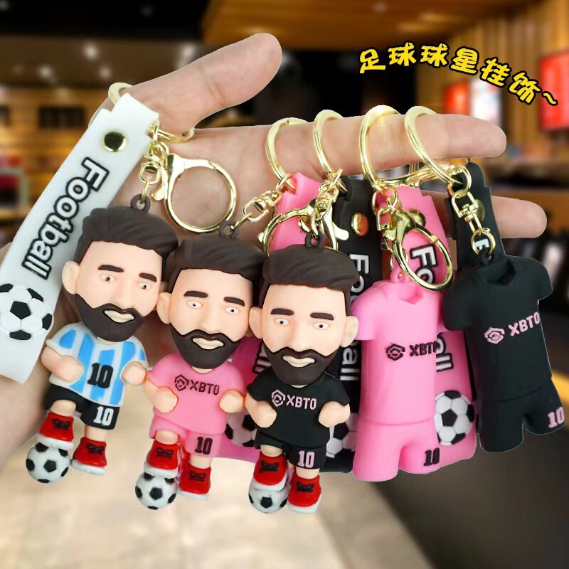 Football Star Cristiano Ronaldo Cartoon Keychain Pendant Car Decoration Keychain Figurine Holiday Gift Car Accessory