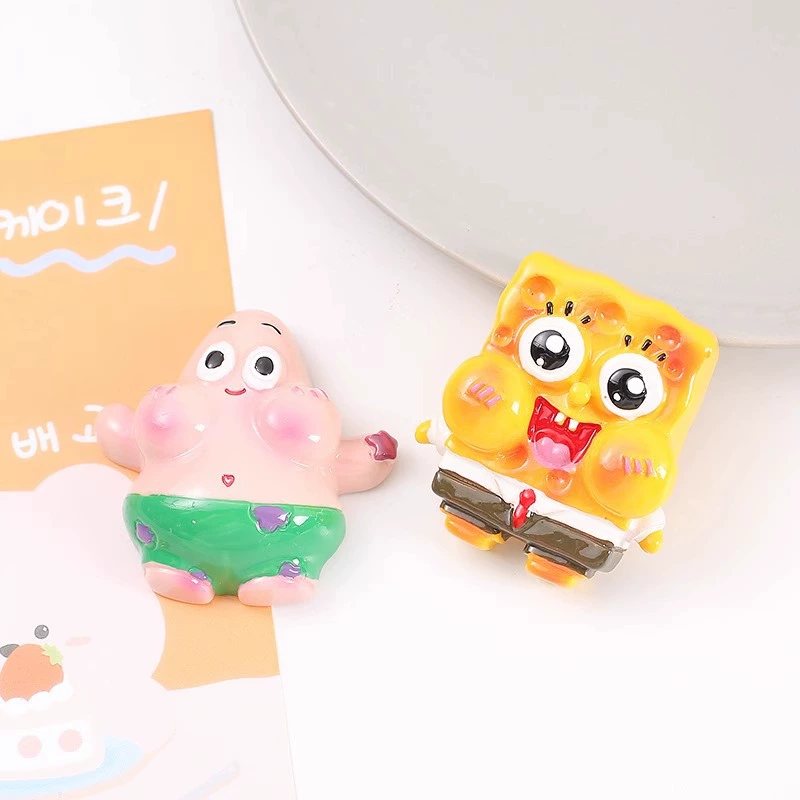 Милый держатель для мобильного телефона с рисунком Губки Боба, аксессуары из смолы, держатель для подушки безопасности для мобильного телефона, шпилька, магнит на холодильник, кремовый клей