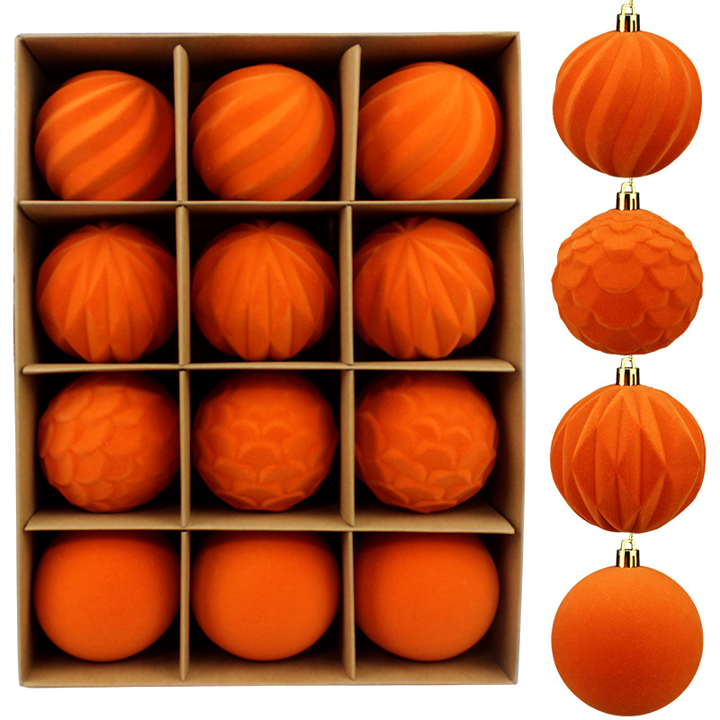 Bolas de Navidad floqued Bolas de Navidad Bolas de Navidad Decoraciones de Navidad Colgantes de árbol de Navidad Decoraciones de Navidad Colgantes de Bolas Floqued