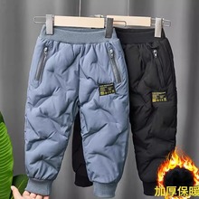 男童冬季棉裤冬加绒加厚一条过冬外穿中大童东北三层夹棉保暖长裤
