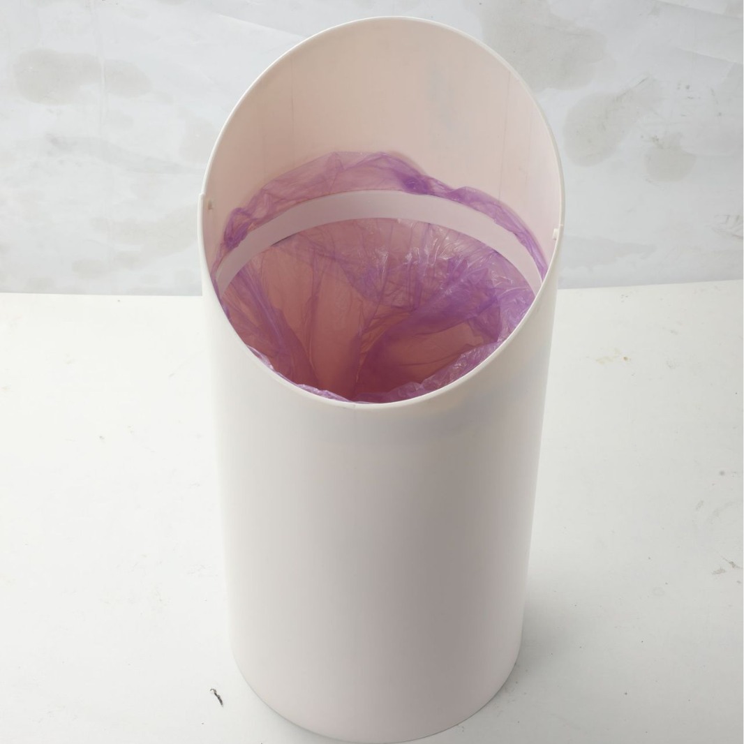 Estilo crema inodoro basura puede rebote automático Flip almacenamiento cubo hogar sala de estar con anillo de presión boca oblicua basura puede