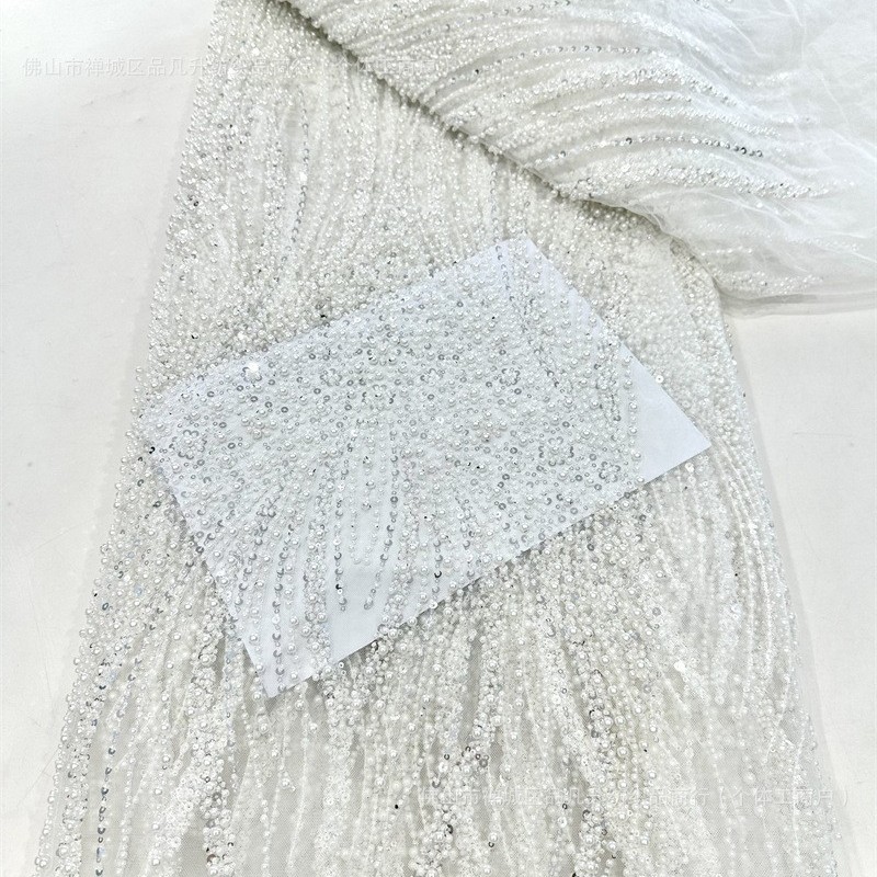 Comercio exterior transfronterizo spot tela de bordado con cuentas de espuma tela de bordado con tubo de cuentas vestido de novia de alta calidad tela de vestido de noche image 3