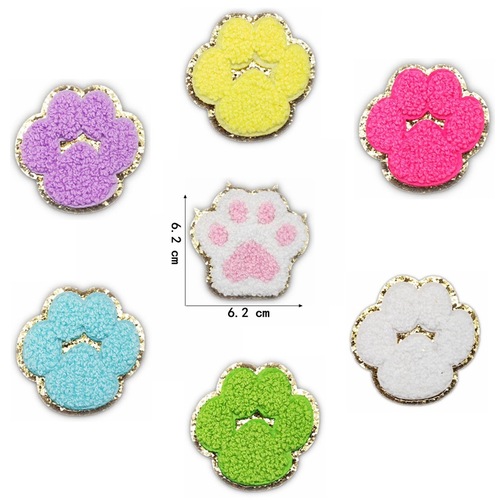 Cross-border hot-selling butterfly cat paw diamond pill chenille gelat gold edge towel embroidery embroidery cloth patch