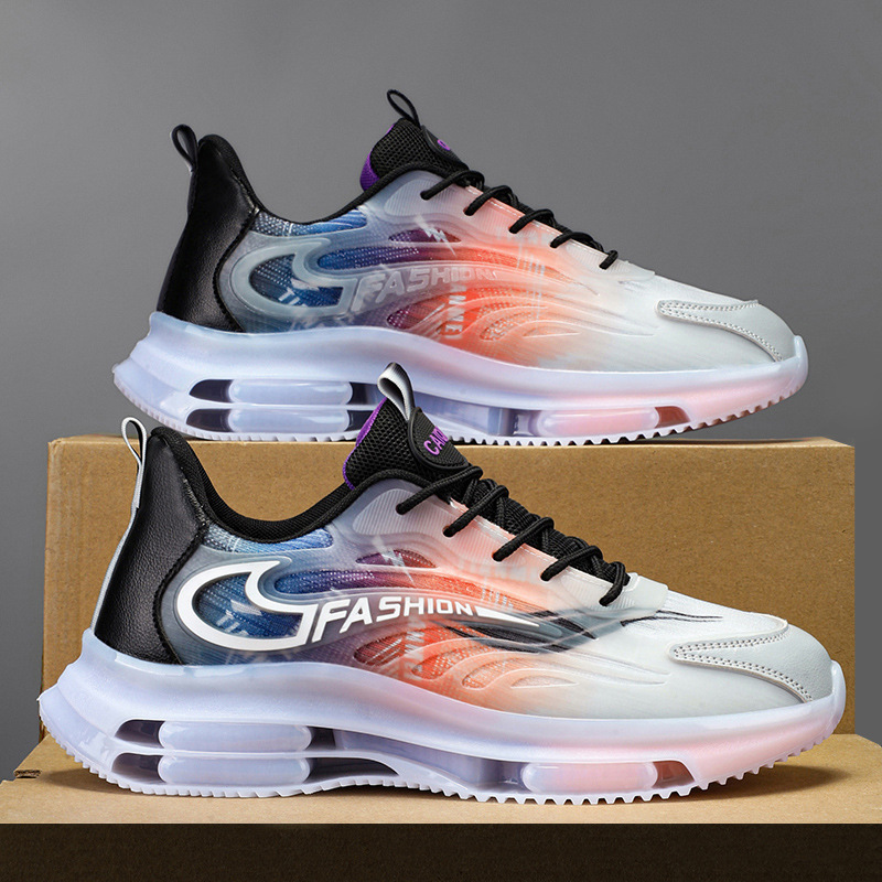 Men's shoes autumn breathable mesh versatile youth sports casual running air cushion shock absorption hidden height increasing Daddy Fashion Shoes