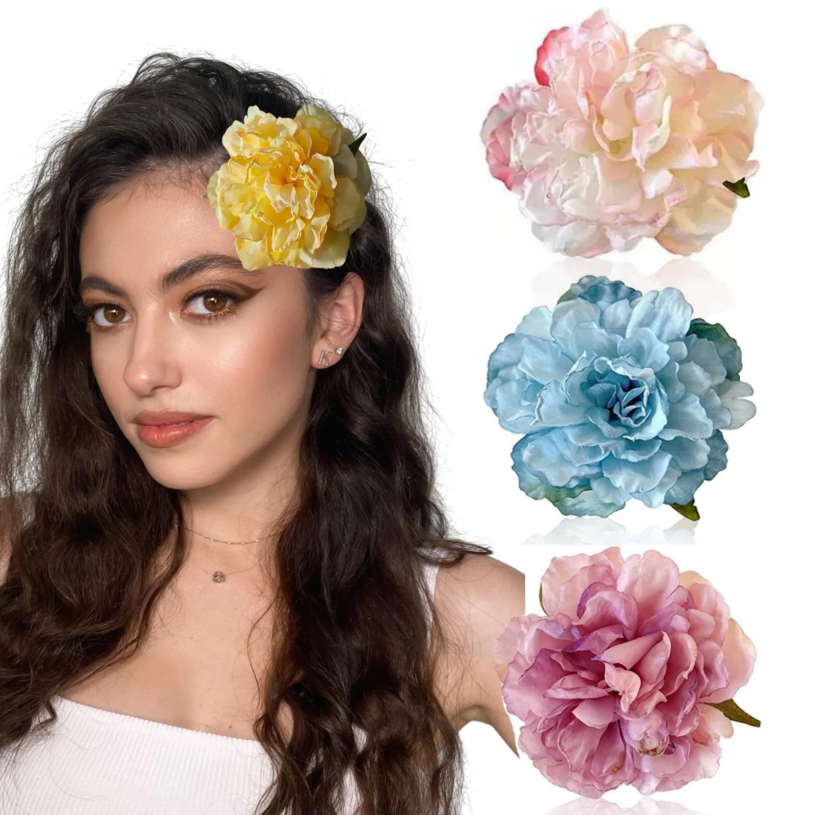 Cross-border Peony Camellia Flower Hair Clip Large Holiday Style Duckbill Clip Flower Side Clip Hair Accessories New Style Headwear for Women