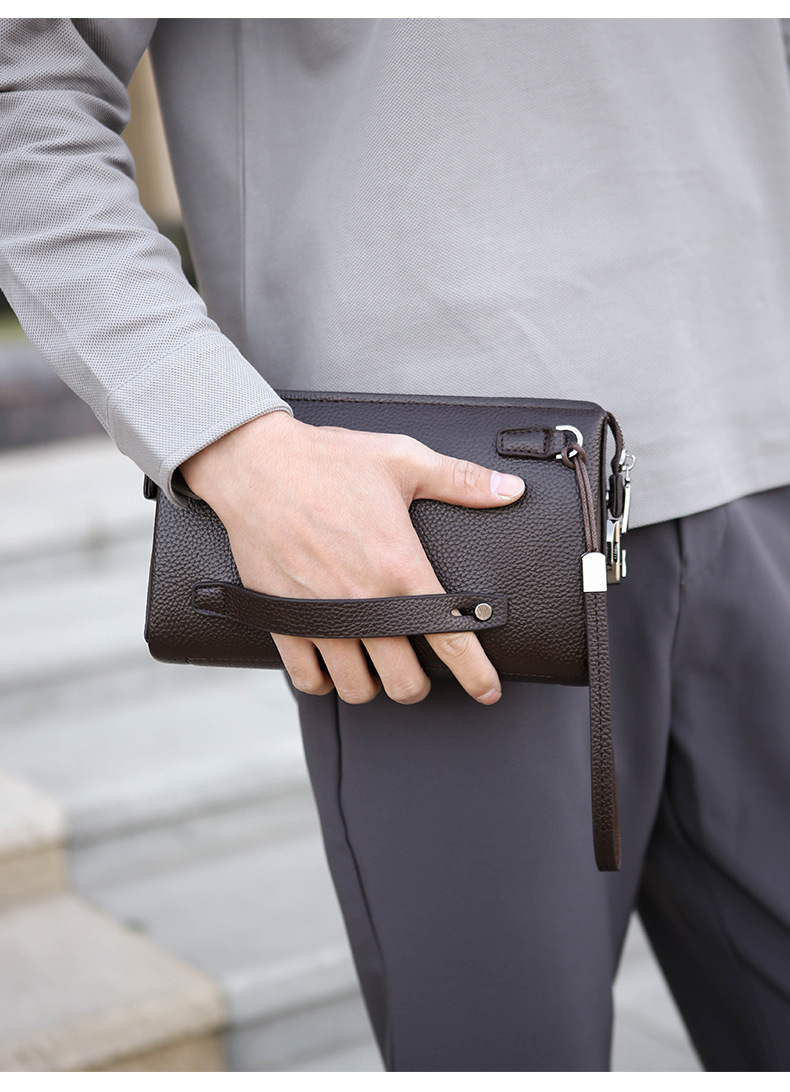 Men's Leather Handbag Large Capacity Casual Envelope Bag For Men_voghion.com