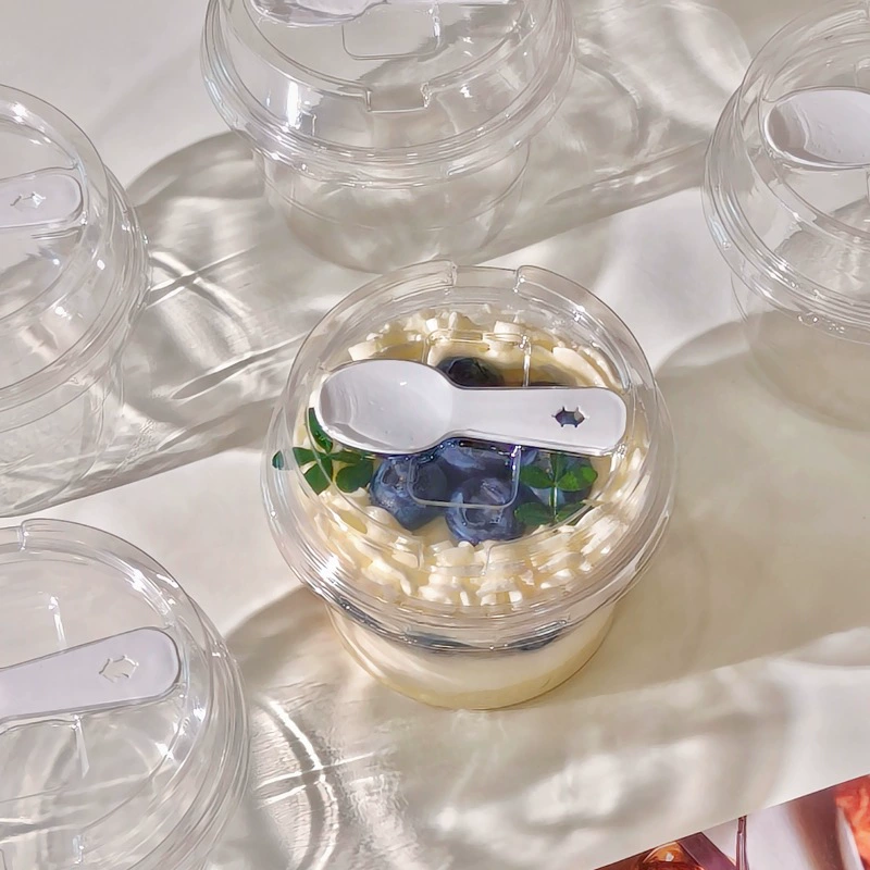 Коробка для мороженого с крышкой и ложкой, круглая чашка для йогуртового мусса, желейный пудинг, упаковочная коробка для выпечки заварного торта