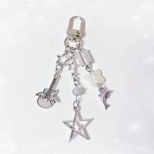 【银吉他海豚星星钥匙扣】串珠星星挂件咕本链卡册卡扣金属手机链