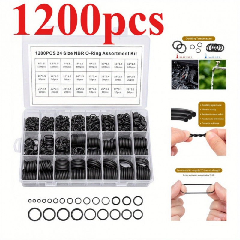 外贸供应1200pcs密封圈修理盒 黑色橡胶修理盒 NBR O-RING KIT