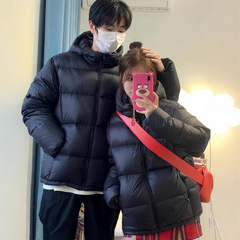黑色情侣羽绒棉服短款2025年冬季新款连帽面包服加厚棉袄百搭外套