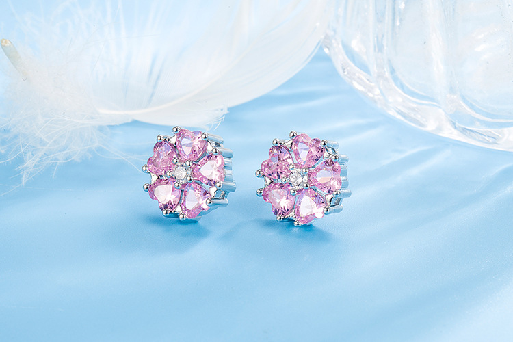 Fashion Heart Shape Copper Inlay Zircon Ear Studs 1 Piece