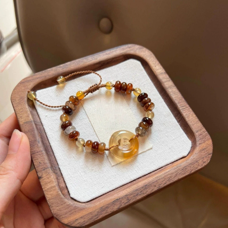 Браслет из китайского янтаря, плетеный браслет в ретро-стиле, этнический браслет для лучших подруг