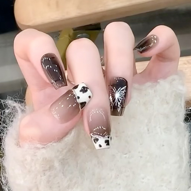 Dark pattern butterfly wear nail cream pattern nail stickers hand painted nail pads new fake nail manicure patch finished nail