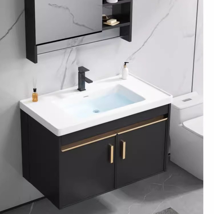 Gabinete de baño de aluminio espacial combinado hogar pequeño lavabo lavabo lavabo inodoro estrecho largo ancho 44CM